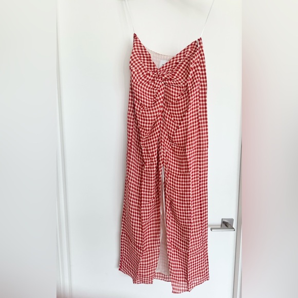 NWT Reformation Alana Tomato red Check two piece skirt set sz 6 - Picture 11 of 13